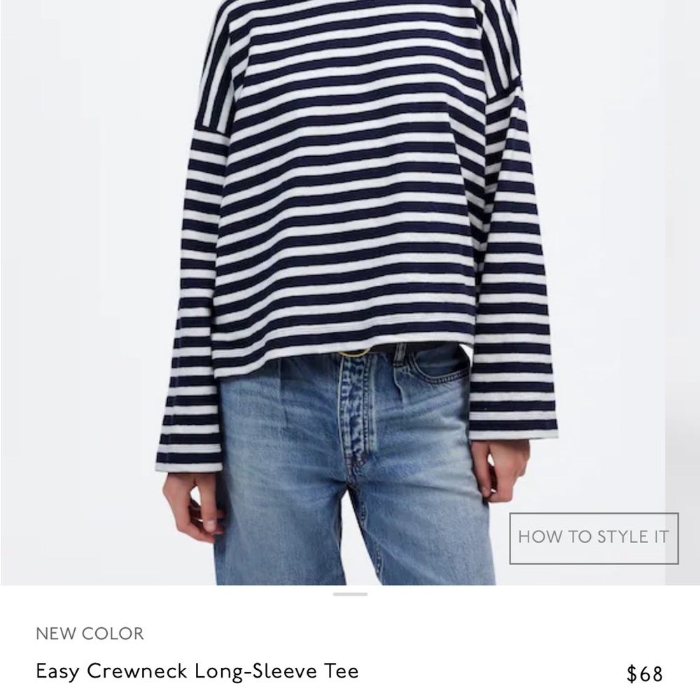 Madewell Navy and White Striped Long Sleeve Tee